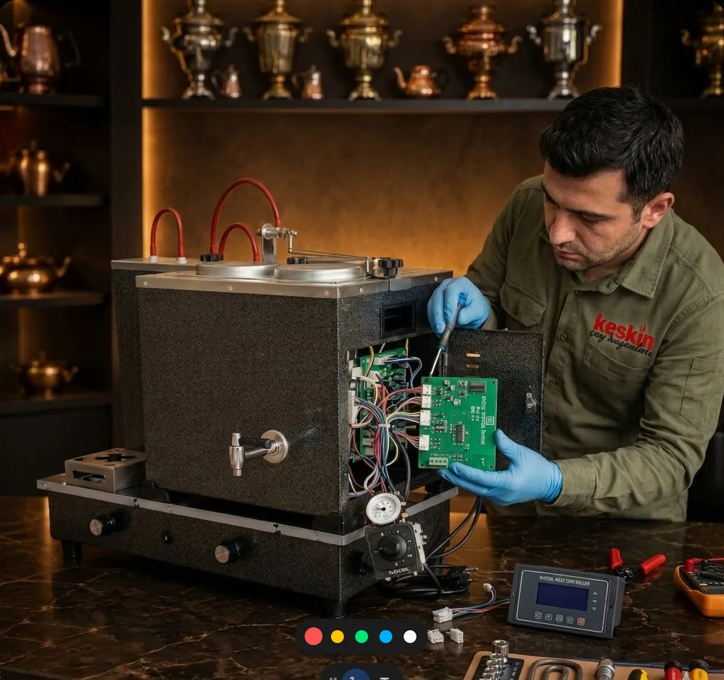 Çay kazanı digital kutu değişimi yapılan teknik servis işlemi