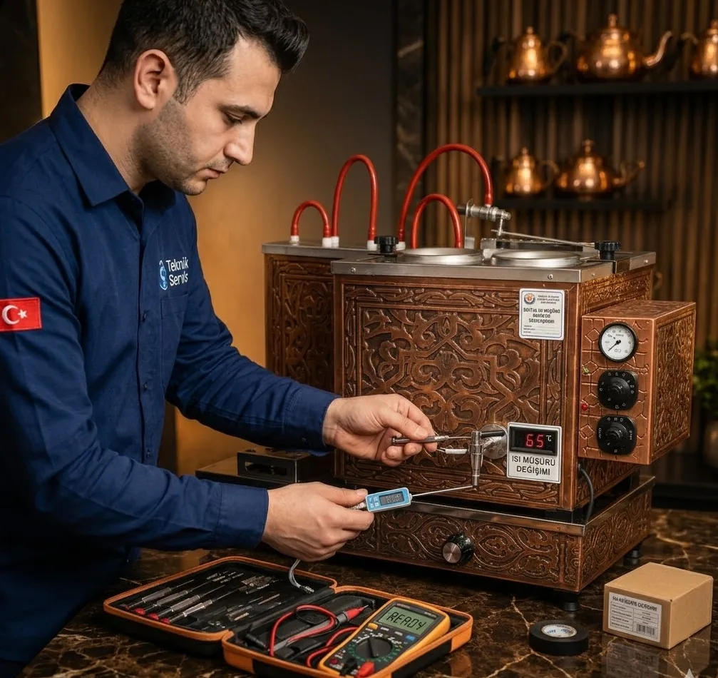 Çay kazanı digital ısı müşürü değişimi yapılan teknik servis işlemi