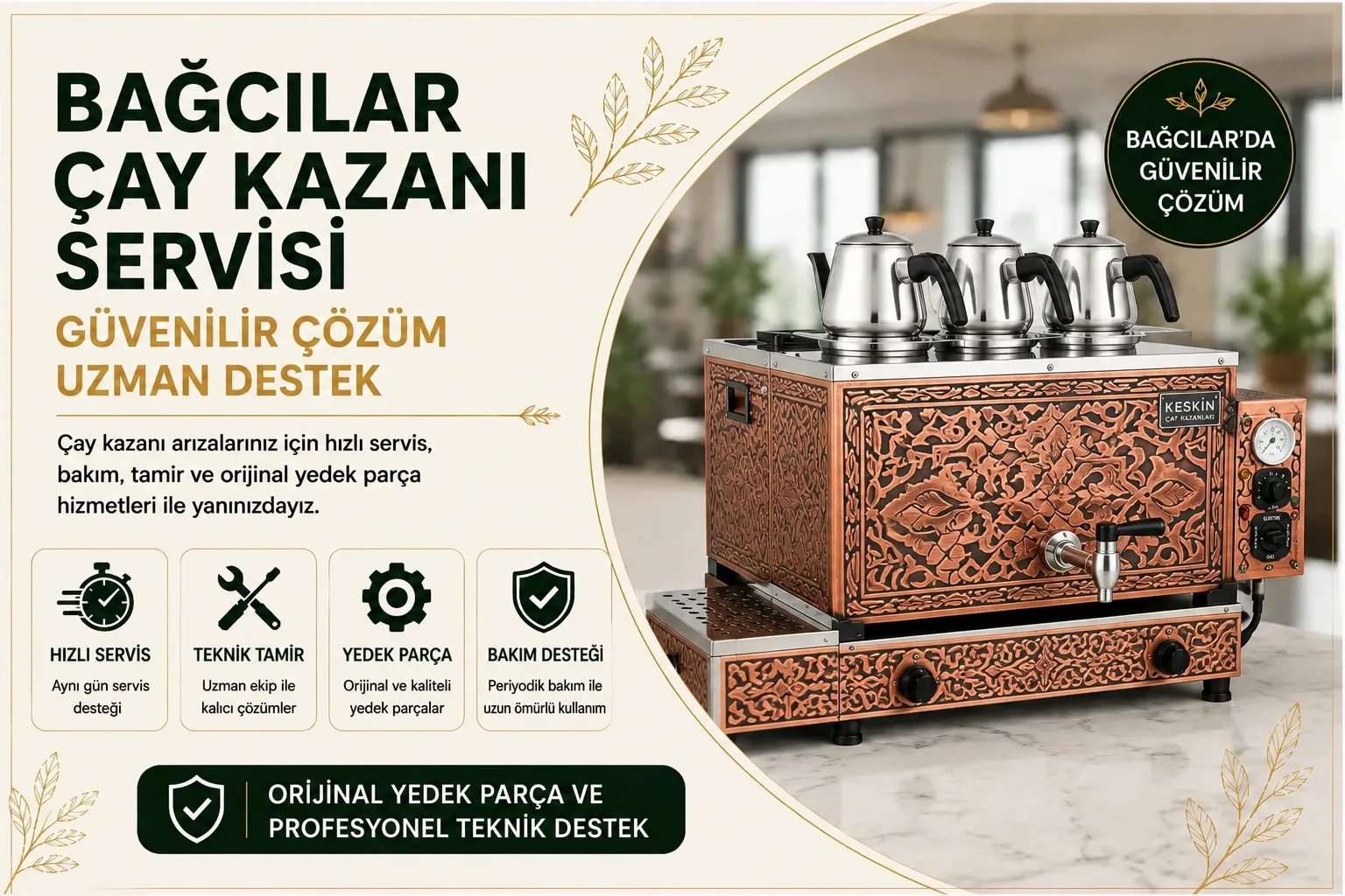 Bağcılar Çay Kazanı Servisi kapsamında bakım, tamir ve teknik destek hizmetleri